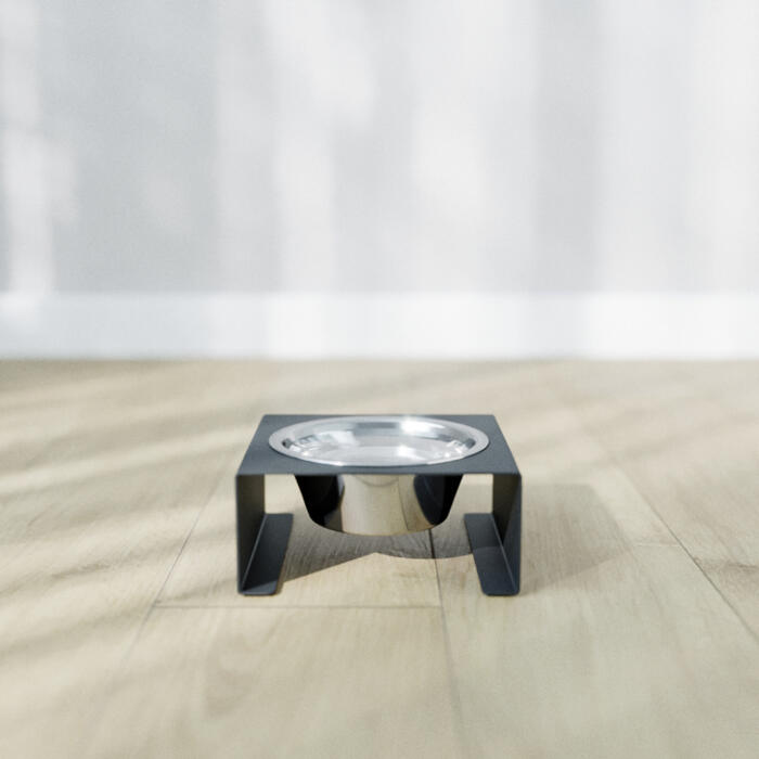 Подставка на одну нержавеющую миску для кошек и собак Steel Bar Bend M 350мл 7см черная-2